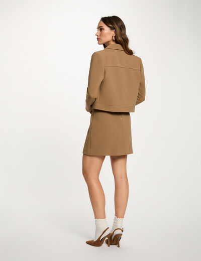Jupe courte plissée sable femme