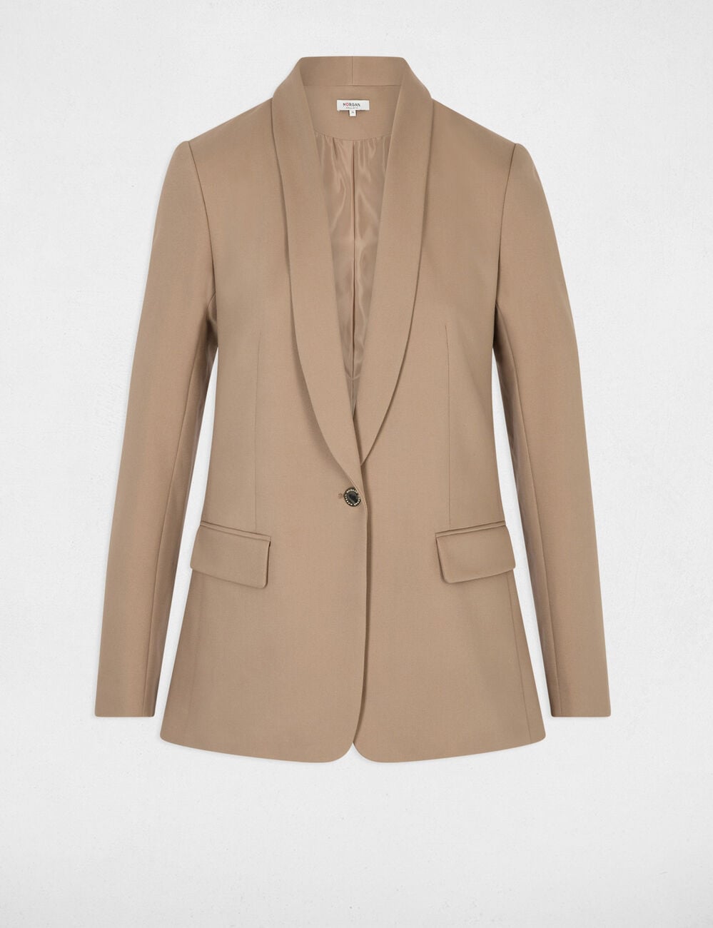 Korte jas met sjaalkraag taupe vrouw