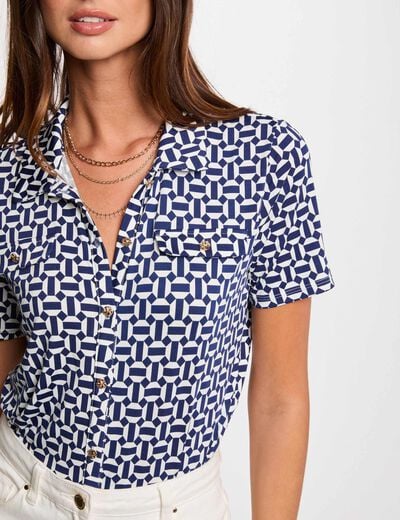 Blouse met korte mouwen helder wit vrouw