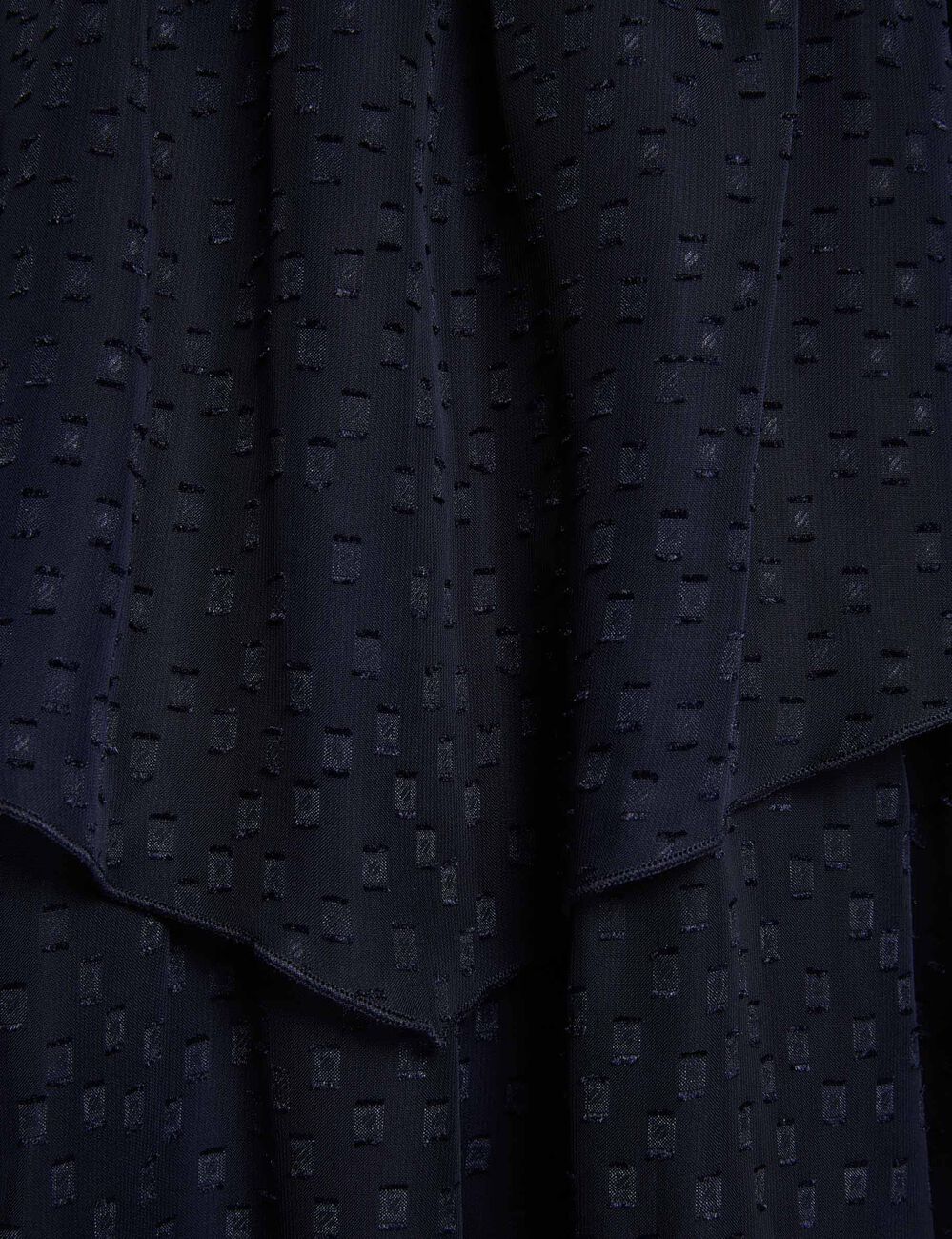 Jurk van voile met fijne bandjes marineblauw vrouw