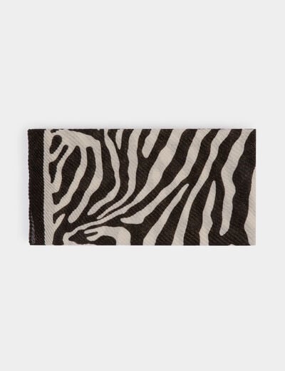 Foulard plissé imprimé ivoire femme