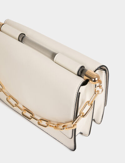 Sac pochette &agrave; anse cha&icirc;ne beige femme
