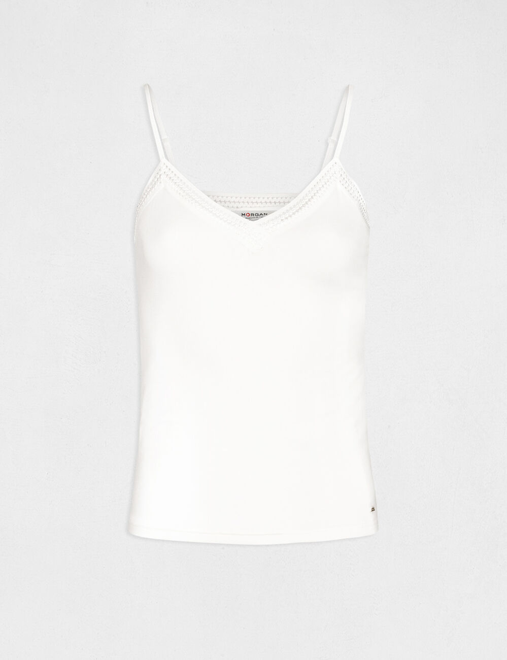 Tanktop met dunne bandjes kant ivoor vrouw