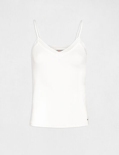 tanktop met dunne bandjes kant ivoor vrouw Tanktop met dunne bandjes kant ivoor vrouw