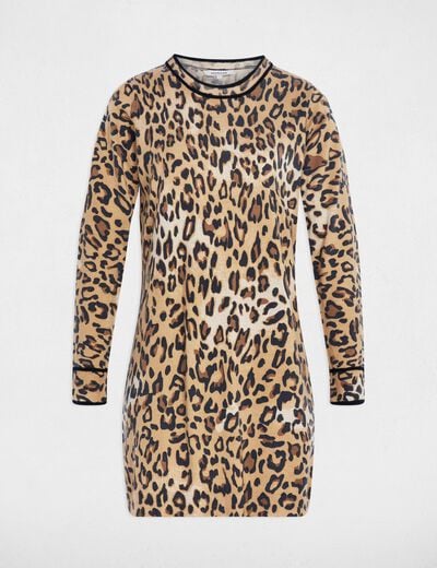 Korte rechte jurk beige vrouw