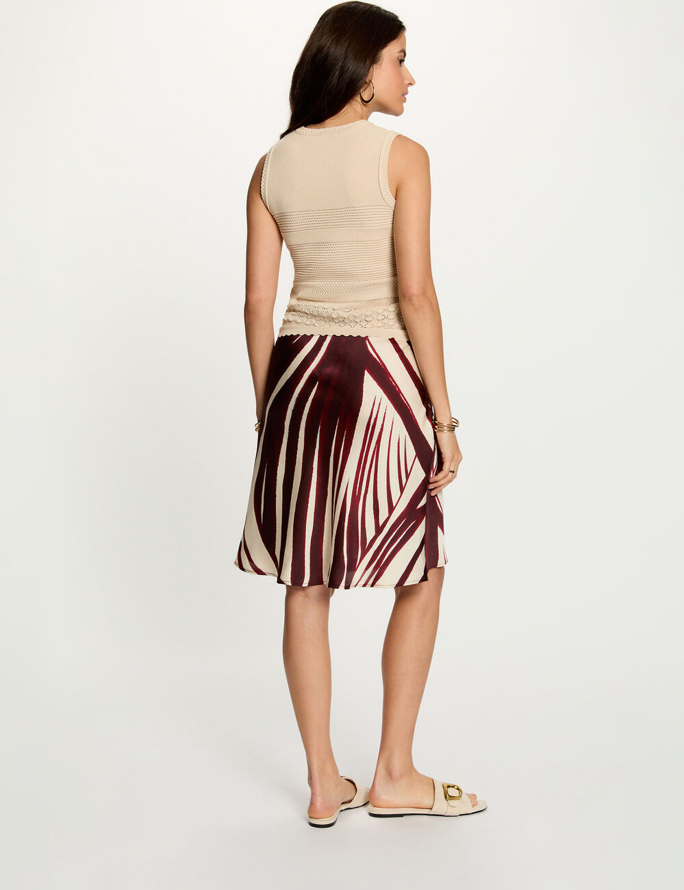 Jupe mi-longue satin&eacute;e multicolore femme