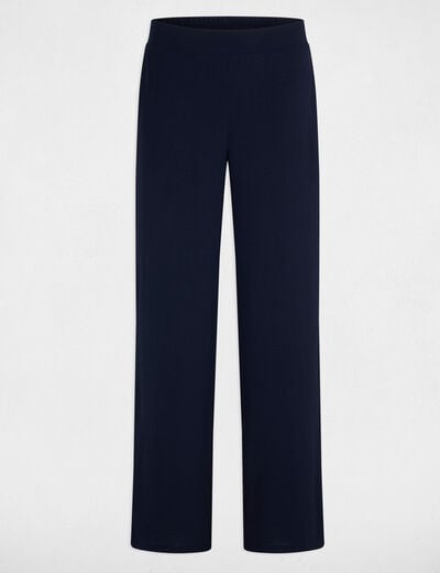 Pantalon large fluide bleu marine femme