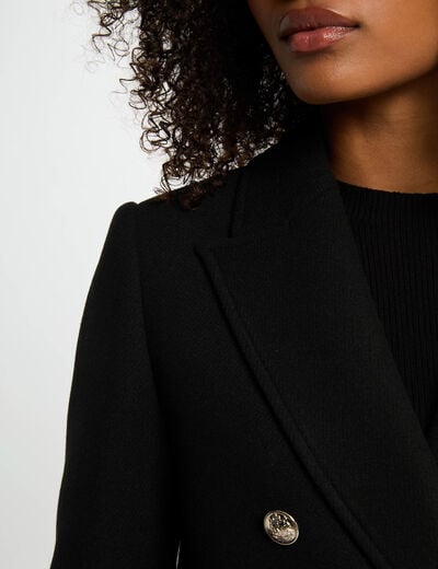 Manteau mi-long avec boutons noir femme