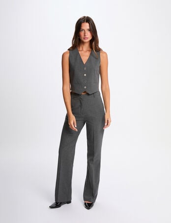 Broek met wijde pijpen mediumgrijs vrouw