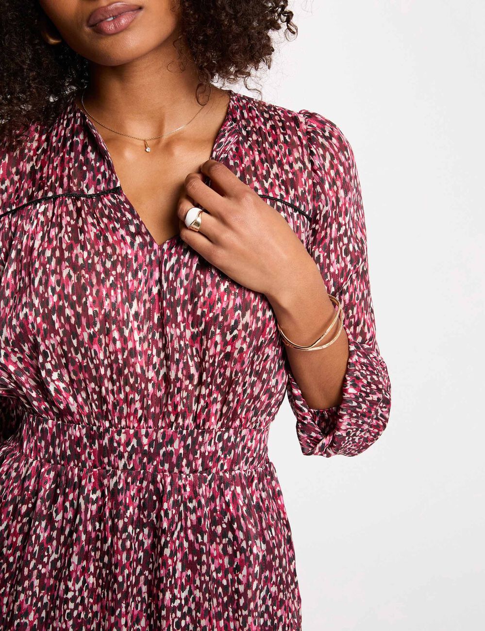 Korte jurk met V-hals meerkleurig vrouw