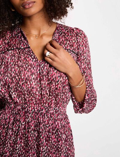 Robe courte col v multicolore femme