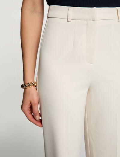 Pantalon droit &agrave; pinces creme femme
