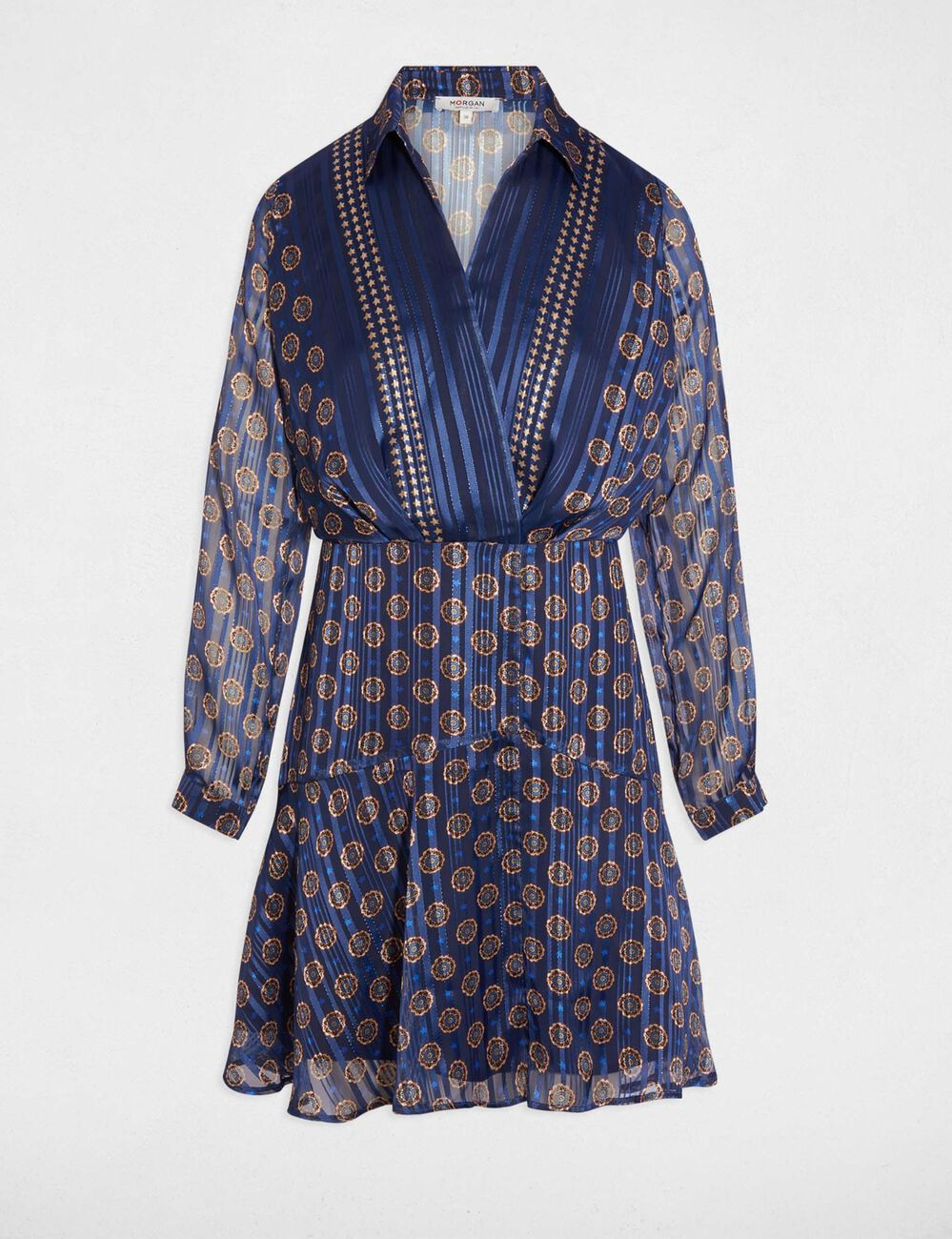 Robe fluide col v multicolore femme