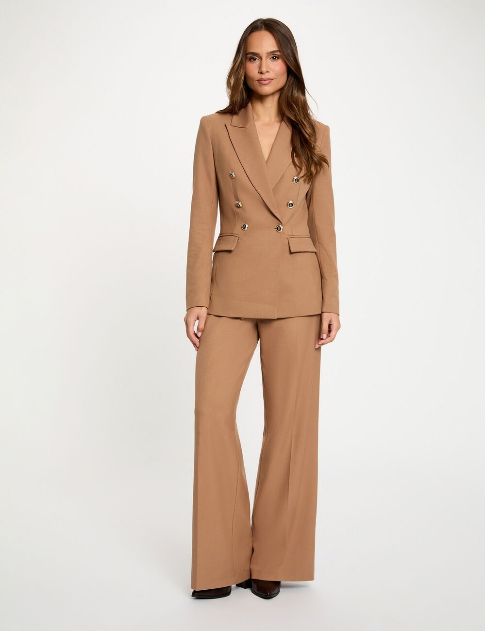 Blazer ajust&eacute; manches longues marron femme