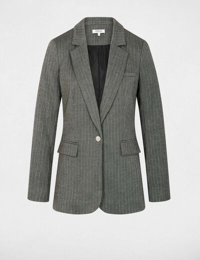 veste ajustee a rayures gris moyen femme Veste ajustée à rayures gris moyen femme
