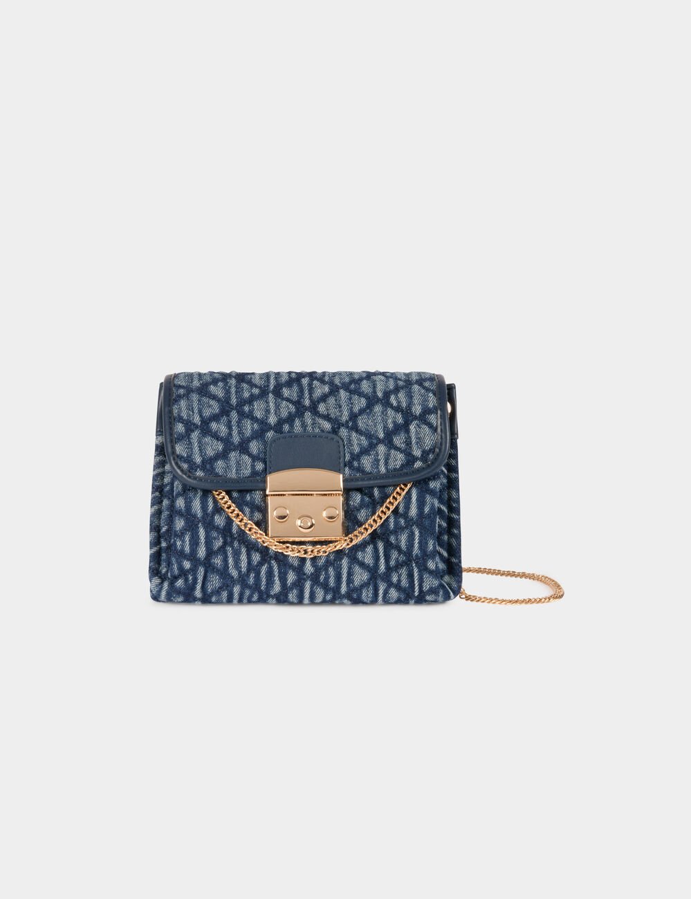 Sac bandouli&egrave;re matelass&eacute; denim stone femme