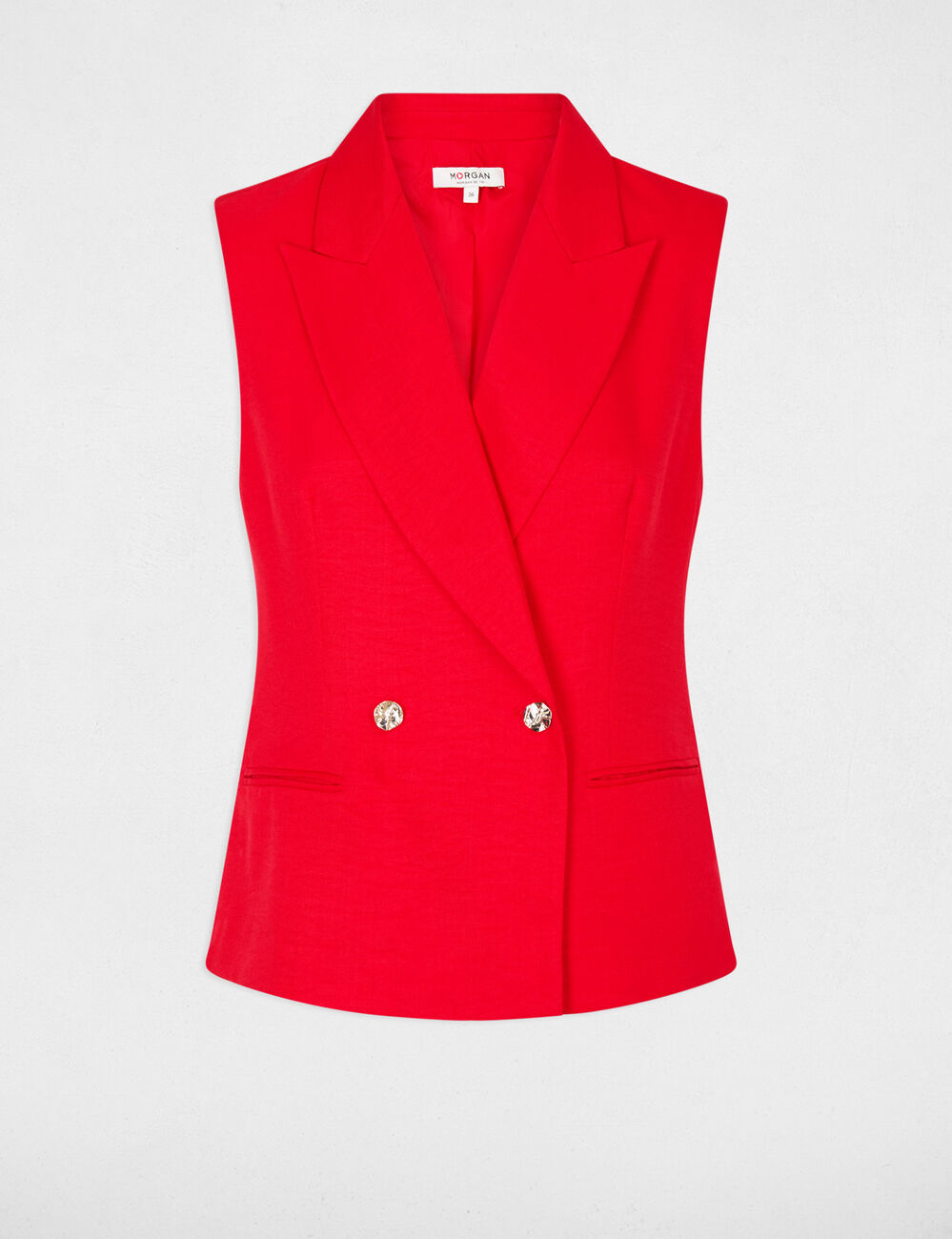 Getailleerd mouwloos vest rood vrouw