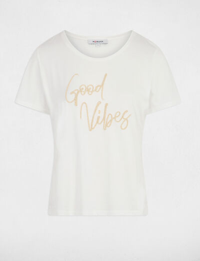 T-shirt droit inscription blanc femme
