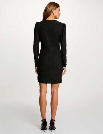 Robe courte ajustée drapée noir femme