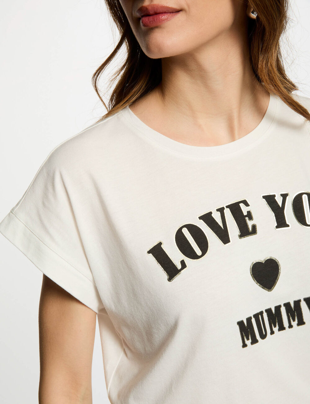 T-shirt met opschrift helder wit vrouw