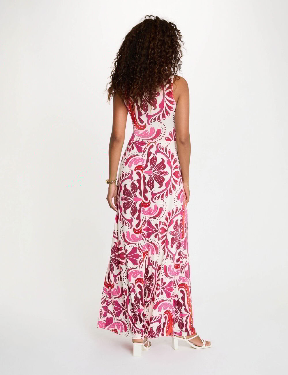 Lange jurk met hartvormige hals meerkleurig vrouw