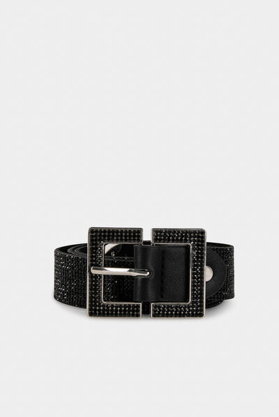 Ceinture avec strass noir femme