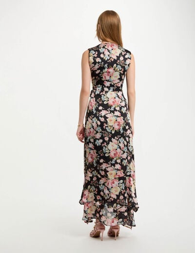 Robe longue droite imprimée multicolore femme