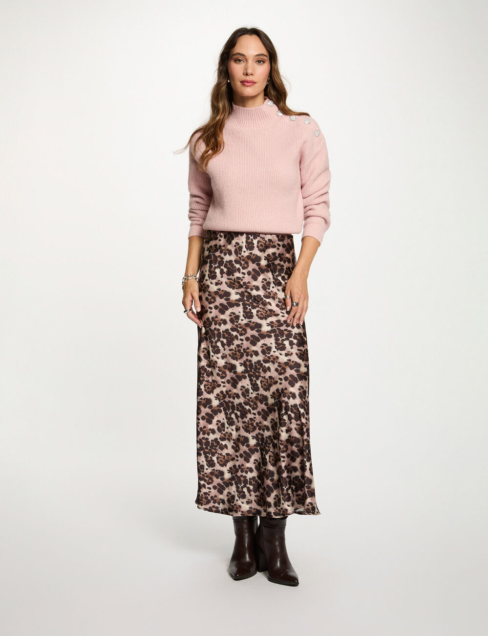 Jupe longue fluide multicolore femme