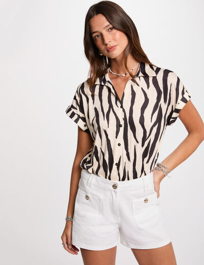 Blouse met korte mouwen helder wit vrouw
