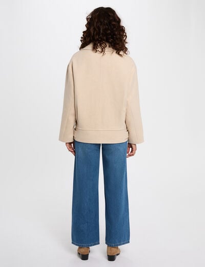 Manteau court bouclette beige femme