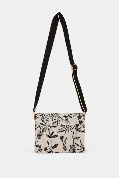 Sac à rabat imprimé végétal noir femme