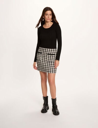 Korte tweed jurk zwart vrouw