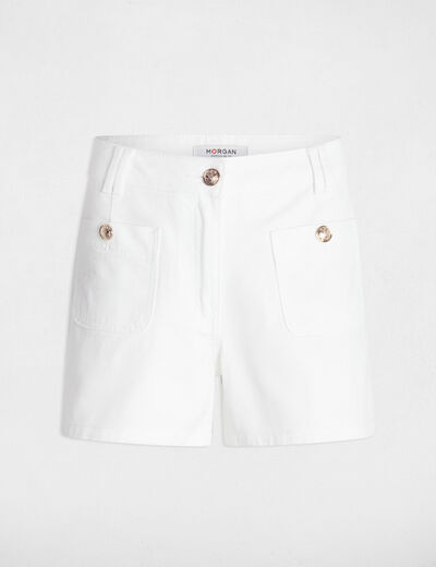 Denim short met hoge taille helder wit vrouw