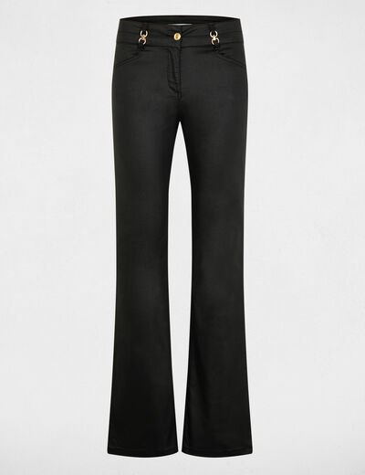 Pantalon bootcut enduit noir femme