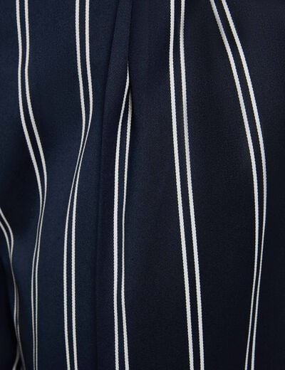 Hoge taille wijde broek marineblauw vrouw