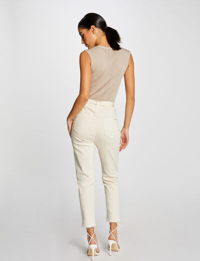 Pull débardeur en tricotage en côte mastic femme