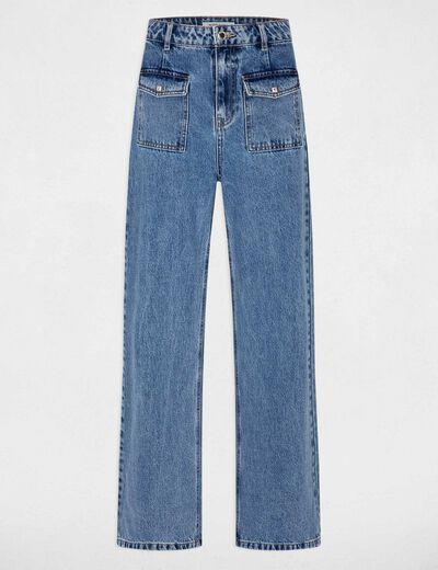 Wijde 7/8 jeans met hoge taille jean double stone vrouw
