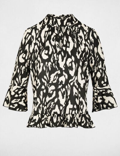 Lange mouwen T-shirt met col helder wit vrouw