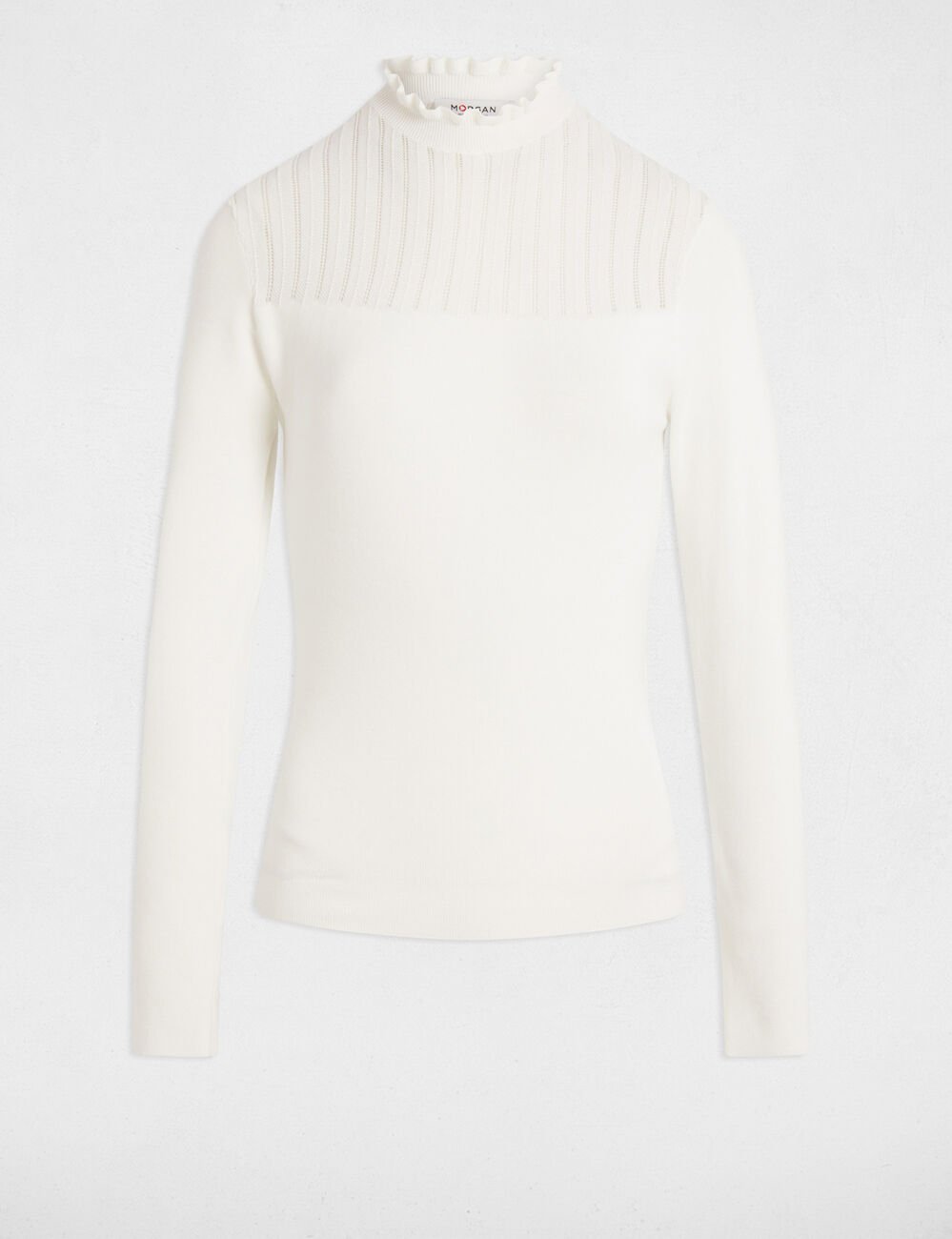 Pull col montant blanc femme