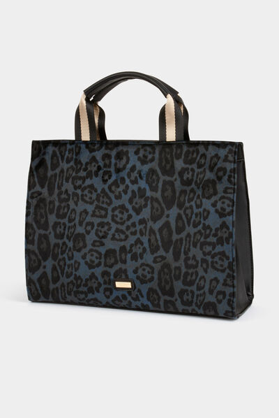 Sac cabas rectangulaire imprimé léopard vert femme