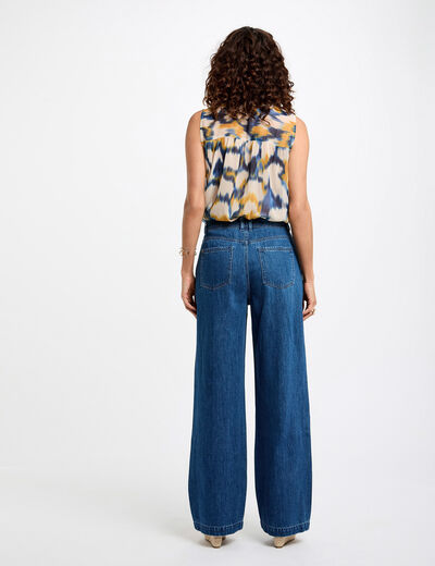 Jeans large taille haute denim stone femme
