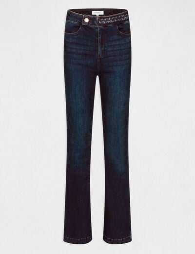 Jeans droit avec d&eacute;tails tress&eacute;s denim brut femme
