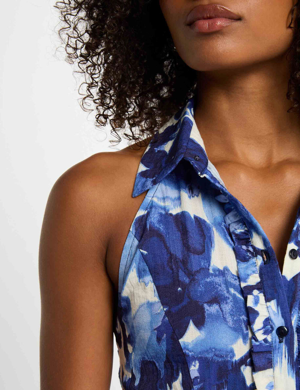 Robe courte évasée imprimée multicolore femme