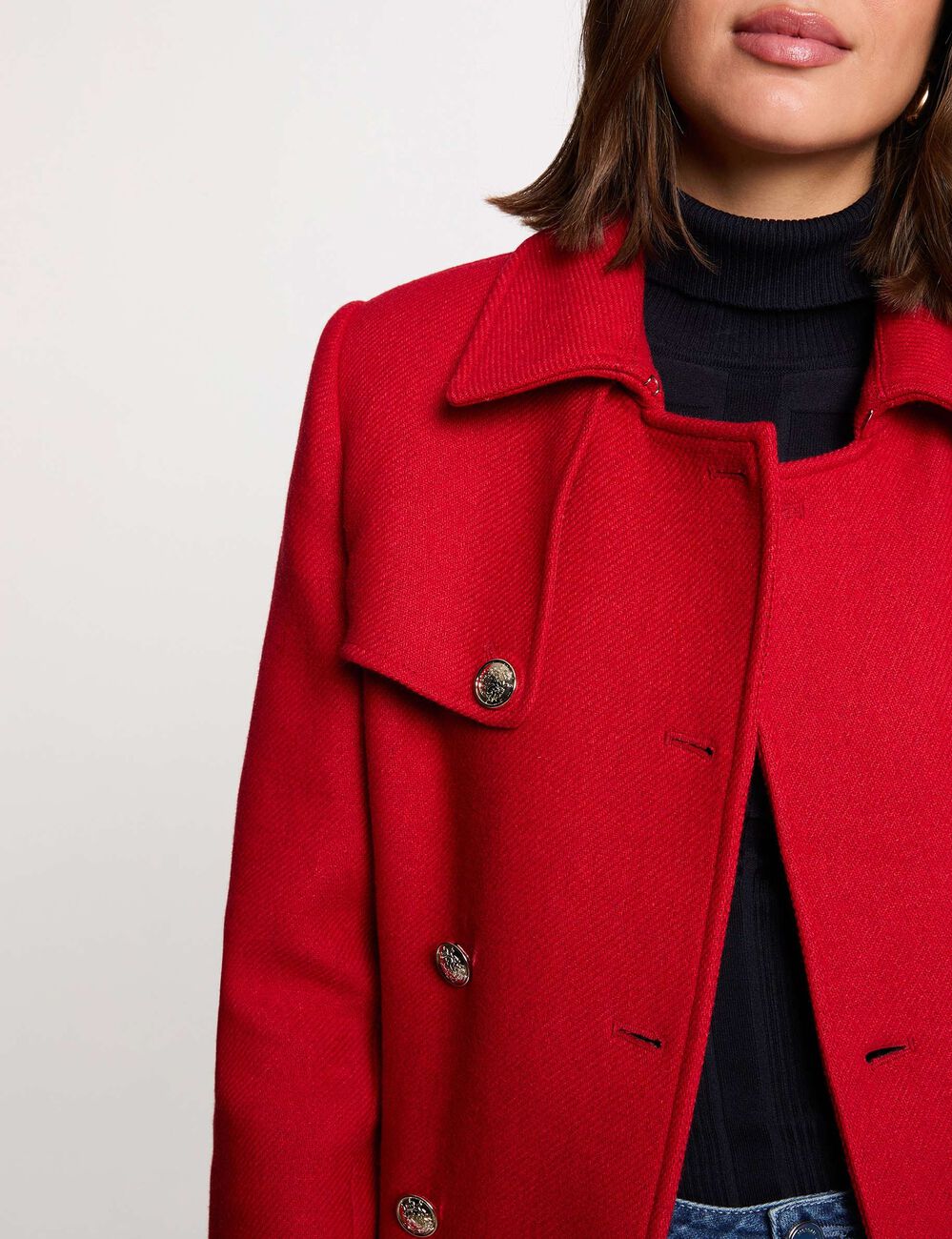 Lange mantel met ceintuur rood vrouw