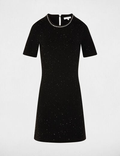 Robe tricot strass noir femme