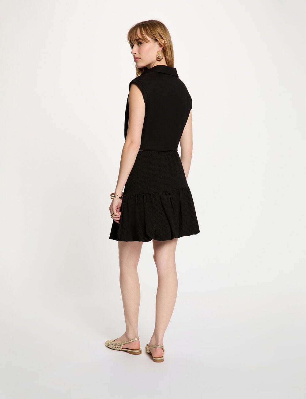 Chemise nou&eacute;e sans manches noir femme