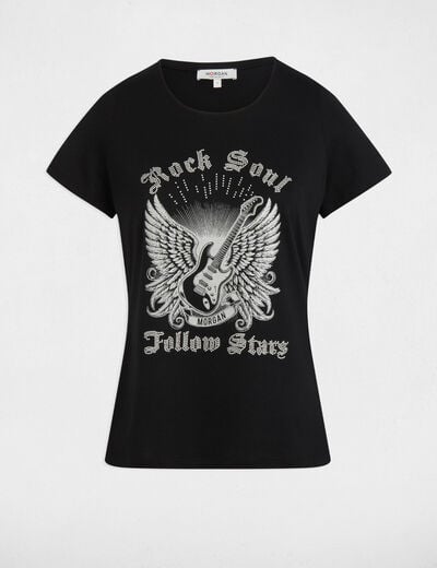 T-shirt à inscription noir femme