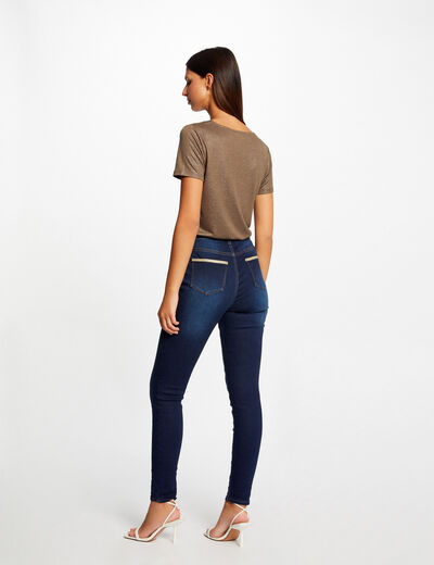 Jeans skinny à bandes métallisées jean brut femme