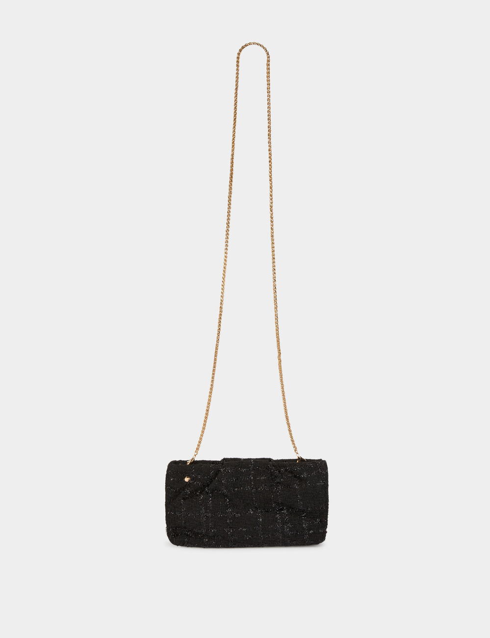 Sac bandoulière tweed noir femme