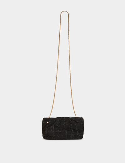 Sac bandoulière tweed noir femme